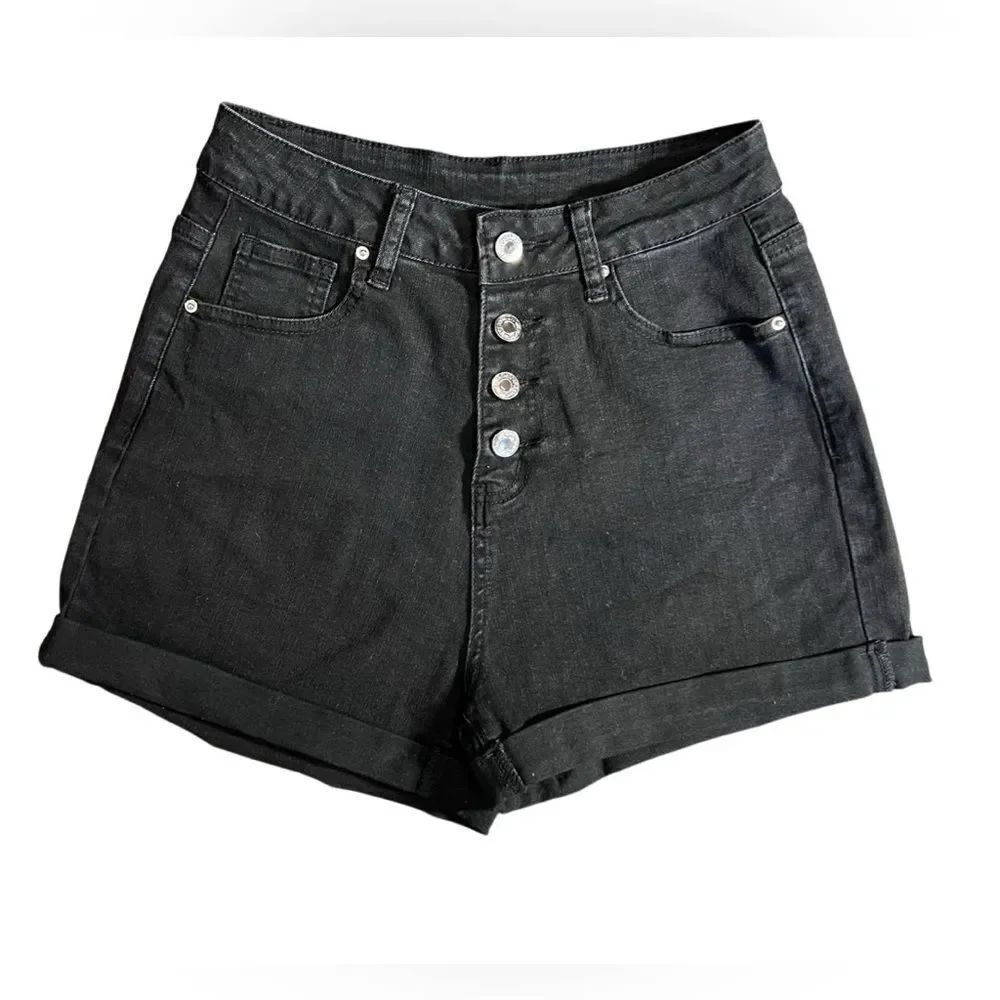 Shein high ultra rise Mom Black Denim Jean Shorts Size 4